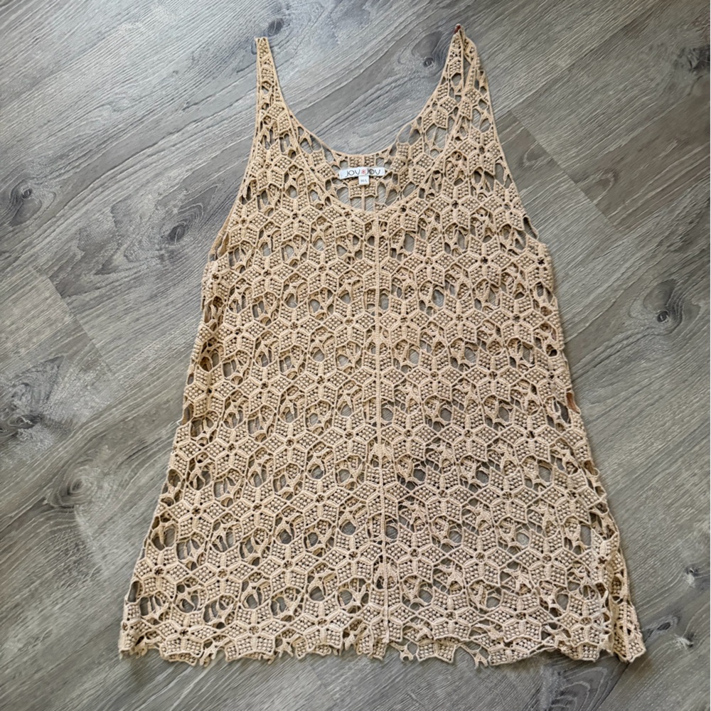 Joy Joy Crochet Lace Tank Top in Beige